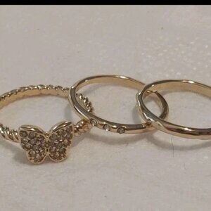 Avon Symbolic Butterfly 3pc Ring Set Size 8